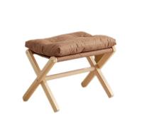 Repose-pieds pliable moderne - Repose-pieds rembourré avec coussin en coton épais et pieds en bambou - Banc de maquillage élégant pour chambre à coucher, salon et sous le bureau (marron)