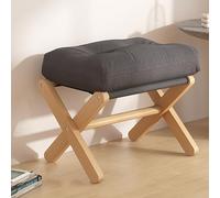 Repose-pieds pliant, pouf rembourré doux, repose-pieds en bois massif pour canapé et entrée, tabouret bas pour salon, supporte jusqu'à 100 kg