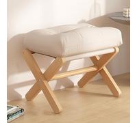 Repose-pieds pliant, pouf rembourré doux, repose-pieds en bois massif pour canapé et entrée, tabouret bas pour salon, supporte jusqu'à 100 kg