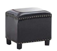 Repose-pieds, pouf en cuir capitonné, siège à langer en bois massif pour salon, chambre à coucher, petits espaces