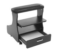 Repose-pieds pour pédicure avec tiroir, banc de maquillage mobile, organiseur à 3 niveaux, noir, 52 x 41 x 53,5 cm, facile à rouler, coussin rembourré, idée cadeau pour salon et maison