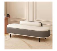 Repose-pieds rectangulaire extra long gris capitonné avec pieds en métal pour entrée et salon 100 cm Meubles décoratifs modernes