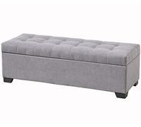 Repose-pieds rectangulaire moderne - Design touffeté - Banc à chaussures léger en lin gris, charge maximale 150 kg, accent élégant pour la maison, 120 x 45 x 40 cm