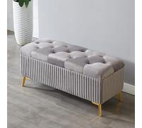 Repose-pieds rectangulaire moderne rembourré en velours avec rangement, doux et durable, pour salon ou chambre à coucher, design peu encombrant