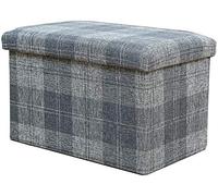 Repose-Pieds Rembourré Avec Couvercle Amovible, Banc De Rangement Pliable, Repose-Pieds Rembourré En Treillis De Lin, Boîte De Rangement, Repose-Pieds Pour Le Salon (30X30X30Cm (12X12X12) Gris)