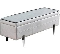 Repose-pieds rembourré avec rangement, siège confortable en tissu technique et cadre en fer forgé, idéal pour le salon, la chambre à coucher ou l'entrée
