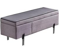 Repose-pieds rembourré avec rangement, siège confortable en tissu technique et cadre en fer forgé, idéal pour le salon, la chambre à coucher ou l'entrée
