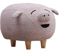 Repose-pieds rembourré en forme de cochon - Tissu tissé en fibre - Pieds en bois massif robuste - Banc à chaussures à langer - 40 x 60 x 41 cm