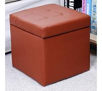 Repose-Pieds Rembourré En Simili Cuir, Banquette De Rangement, Avec Charnière, Boîte De Rangement, Coffre, Siège Unique, Repose-Pieds De Rangement (30 X 30 X 32 Cm (12 X 12 X 13) Couleur Café)