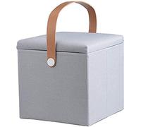 Repose-pieds rembourré pliable et cube de rangement - Pouf multifonction pour salon table basse et siège à chaussures - Sangle en cuir