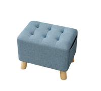 Repose-Pieds rembourré pour entrée, Pouf Moderne avec Poche latérale, Petit en Lin, Amovible et Lavable,à 4 Pieds pour Salon et Chambre.(Blue)