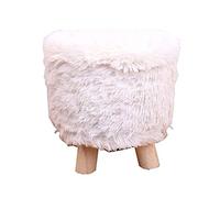 Repose-pieds rond avec boîte de rangement multifonction et pouf en peluche Blanc