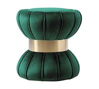 Repose-pieds rond de style européen avec cadre en bois, repose-pieds en tissu élégant pour chambre à coucher et salon, facile à déplacer, repose-pieds polyvalent pour bureau et coiffeuse
