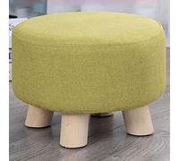 Repose-pieds rond en bois, tabouret ottoman, petit tabouret avec 4 pieds rembourrés pour chaussures salon, chambre à coucher, bureau