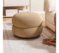 Repose-pieds rond en bouclette - Ottomane compacte rembourrée pour une assise confortable et un repose-pieds dans le salon et la chambre à coucher