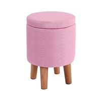 Repose-pieds rond en coton et lin, repose-pieds de rangement, 32 x 32 cm, pour chambre à coucher et salon, tabouret de coiffeuse, repose-pieds élégant et fonctionnel pour la décoration intér