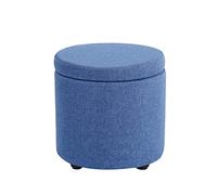 Repose-pieds rond en coton et lin, repose-pieds de rangement, 32 x 32 cm, pour chambre à coucher et salon, tabouret de coiffeuse, repose-pieds élégant et fonctionnel pour la décoration intér