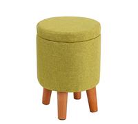 Repose-pieds rond en coton et lin - Tabouret de rangement polyvalent pour chambre à coucher et salon - Repose-pieds élégant et siège de coiffeuse - Pouf confortable et fonctionnel