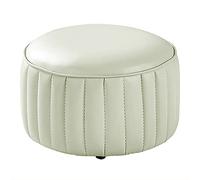 Repose-pieds rond en cuir de qualité supérieure - Repose-pieds confortable pour le salon et la chambre à coucher. Petit pouf d'appoint élégant, parfait pour la détente et la décoration intér