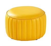 Repose-pieds rond en cuir de qualité supérieure - Repose-pieds confortable pour le salon et la chambre à coucher. Petit pouf d'appoint élégant, parfait pour la détente et la décoration intér