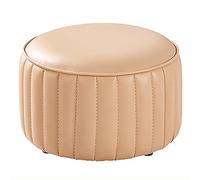 Repose-pieds rond en cuir de qualité supérieure - Repose-pieds confortable pour le salon et la chambre à coucher. Petit pouf d'appoint élégant, parfait pour la détente et la décoration intér