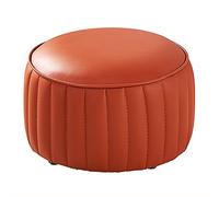 Repose-pieds rond en cuir de qualité supérieure - Repose-pieds confortable pour le salon et la chambre à coucher. Petit pouf d'appoint élégant, parfait pour la détente et la décoration intér