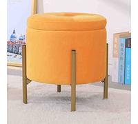Repose-pieds rond en flanelle avec base en métal - Tabouret rembourré élégant pour chambre à coucher, salon, coiffeuse, pouf à changement de chaussures - Design confortable pour plus de confort et de
