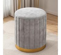 Repose-pieds rond en flanelle - Tabouret élégant en velours avec rangement, idéal pour chambre à coucher, salon, entrée et bureau - Jolie chaise rembourrée en éponge pour les petits espaces