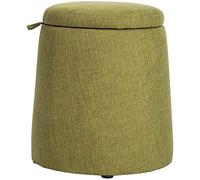 Repose-pieds rond en lin pour rangement de jouets, repose-pieds pour la maison et le bureau, bleu