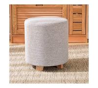 Repose-pieds rond en tissu ottoman - Petit banc à chaussures et tabouret de maquillage - Meuble de salon en bois massif - 2 tailles et 8 couleurs (gris, 35 x 40 cm) - Repose-pieds polyvalent