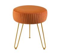 Repose-Pieds Rond en Velours Moderne, Repose-Pieds pour Tabouret De Vanité avec Pieds Dorés, Tabouret Ottoman Rembourré Plissé pour Vanité, Tabourets De Maquillage pour Vanité, Repose-Pieds