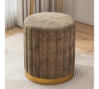 Repose-pieds rond en velours pour salon et chambre à coucher, petit ottomane capitonnée, couleur marron moderne