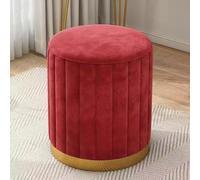Repose-pieds rond en velours, table d'appoint multifonctionnelle et tabouret de coiffeuse avec base en métal doré et design plissé pour salon, chambre à coucher, dortoir