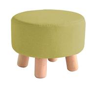 Repose-pieds rond en velours vert avec pieds en bois massif pour changer de chaussures et se reposer 28 x 25 cm