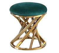 Repose-pieds rond luxueux vert avec base en métal robuste - Tabouret bas élégant pour salon, chambre à coucher, bureau et décoration d'intérieur