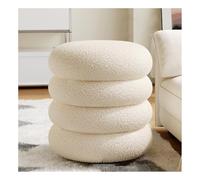 Repose-pieds rond moderne en laine pelucheuse polyvalent et pouf rembourré pour salon et coiffeuse 35 x 35 x 40 cm, assise douce, décoration d'intérieur élégante