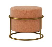 Repose-pieds rond moderne en lin pour la maison, le salon, le bureau - Pouf rembourré doux touffeté - Tabouret à chaussures en flanelle - Vert foncé
