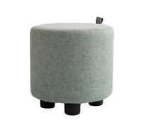 Repose-pieds rond moderne vert - Siège rembourré en tissu de lin 27,9 cm de hauteur Petit tabouret pour salon et chambre à coucher Repose-pieds élégant pour décoration d'intérieur