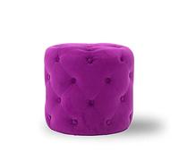 Repose-pieds rond nordique ottoman avec boucle en tissu d'ameublement en bois massif violet clair petit banc pour décoration de salon et confort