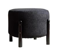 Repose-pieds rond - Pouf d'ameublement avec cadre en bois pour salon, chambre à coucher, cuisine - Siège d'appoint polyvalent et tabouret court pour dessous de bureau