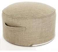 Repose-pieds rond pour salon - Repose-pieds en coton et lin doux pour changer de chaussures et se reposer dans la chambre - Options kaki et vert gazon 40 x 40 x 20 cm - Décoration d'intérieu