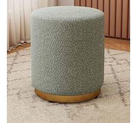 Repose-pieds rond rembourré avec base dorée - Confort doux pour salon ou chambre à coucher