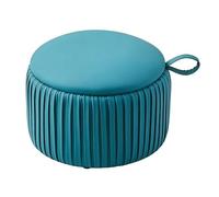 Repose-Pieds Rond Rembourré, Tabouret Bas, Style Moderne, avec Rembourrage en Éponge Haute Densité - Idéal pour Salon, Chambre ou Entrée(Blue)