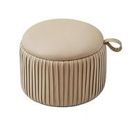 Repose-Pieds Rond Rembourré, Tabouret Bas, Style Moderne, avec Rembourrage en Éponge Haute Densité - Idéal pour Salon, Chambre ou Entrée(Natural)