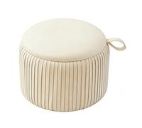 Repose-Pieds Rond Rembourré, Tabouret Bas, Style Moderne, avec Rembourrage en Éponge Haute Densité - Idéal pour Salon, Chambre ou Entrée(White)