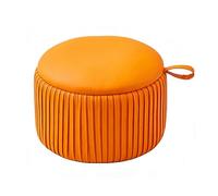 Repose-Pieds Rond Rembourré, Tabouret Bas, Style Moderne, avec Rembourrage en Éponge Haute Densité - Idéal pour Salon, Chambre ou Entrée(Orange)