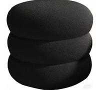 Repose-Pieds Rond, Tabouret De Coiffeuse, Table D'Appoint, Pouf, sans Pieds en Acier(Black/3rd)