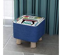 Repose-pieds, tabouret de changement de chaussures, repose-pieds carré en lin, repose-pieds ottomans pour chambre à coucher, salon, cerf sika - 28 x 28 x 25 cm