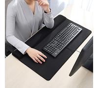 Repose-poignet 3-en-1 étendu pour clavier et souris en mousse à mémoire de forme - Support pour les mains - Tapis de bureau - Tapis de jeu - Coussin pour le poignet - Pour bureau et maison - Noir