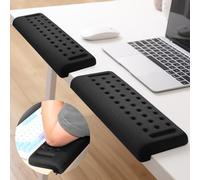 Repose Poignet Clavier en Forme de L Ensemble de 2 Pièces, Ergonomique Repose Poignet, avec Trous de Massage, avec Base Antidérapant, Wrist Rest Mousse à Mémoire pour Travail de Bureau, et Gaming